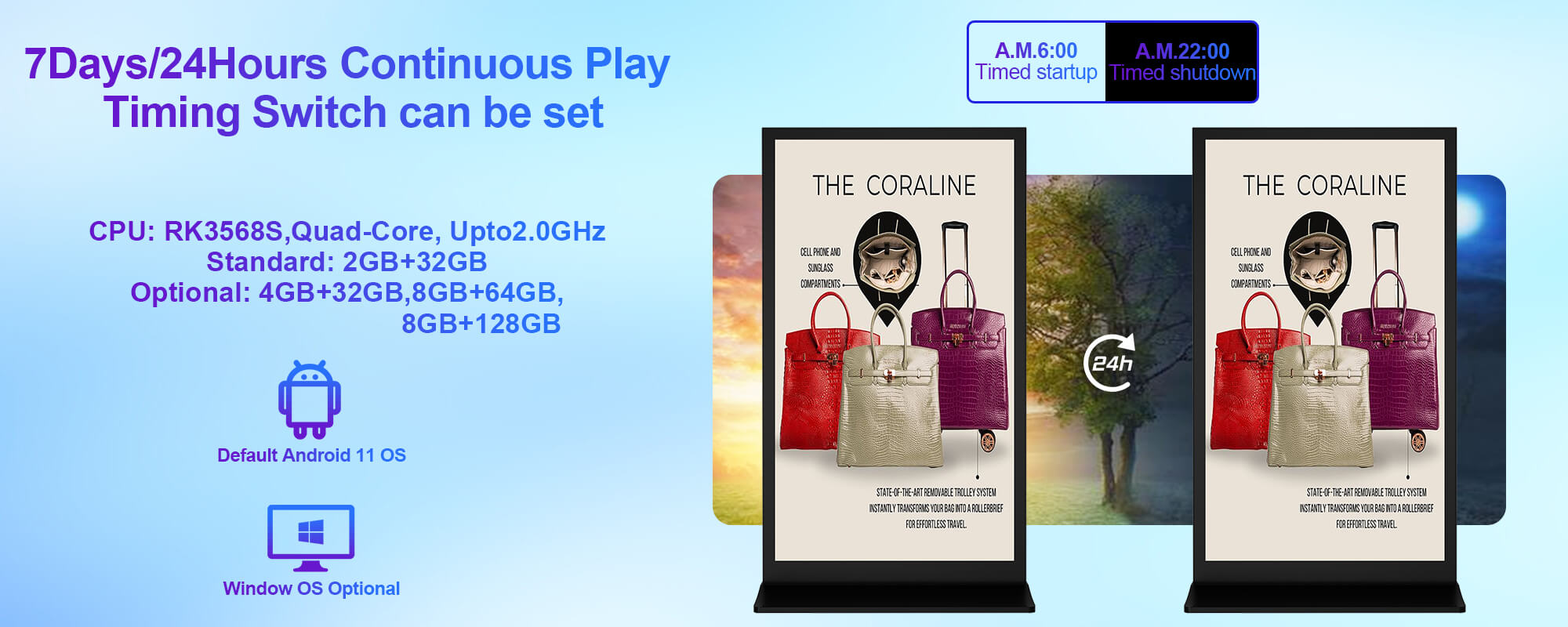 YINGLUX Full Screen Digital Signage 7x24 Continuous Operation