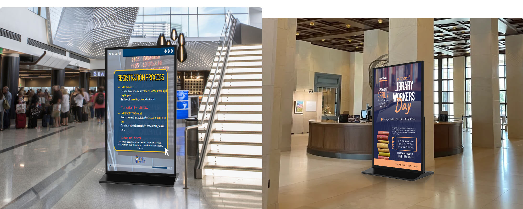 Full Screen Digital Signage in Hotel Lobby