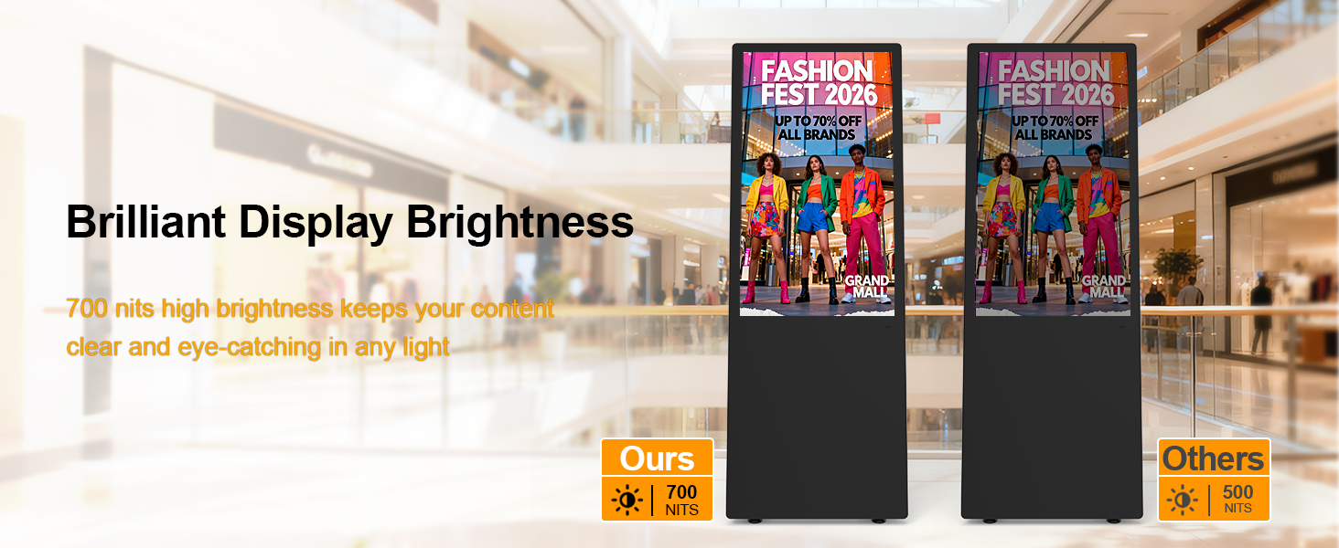 YINGLUX 700 nits High Brightness Indoor Signage Comparison