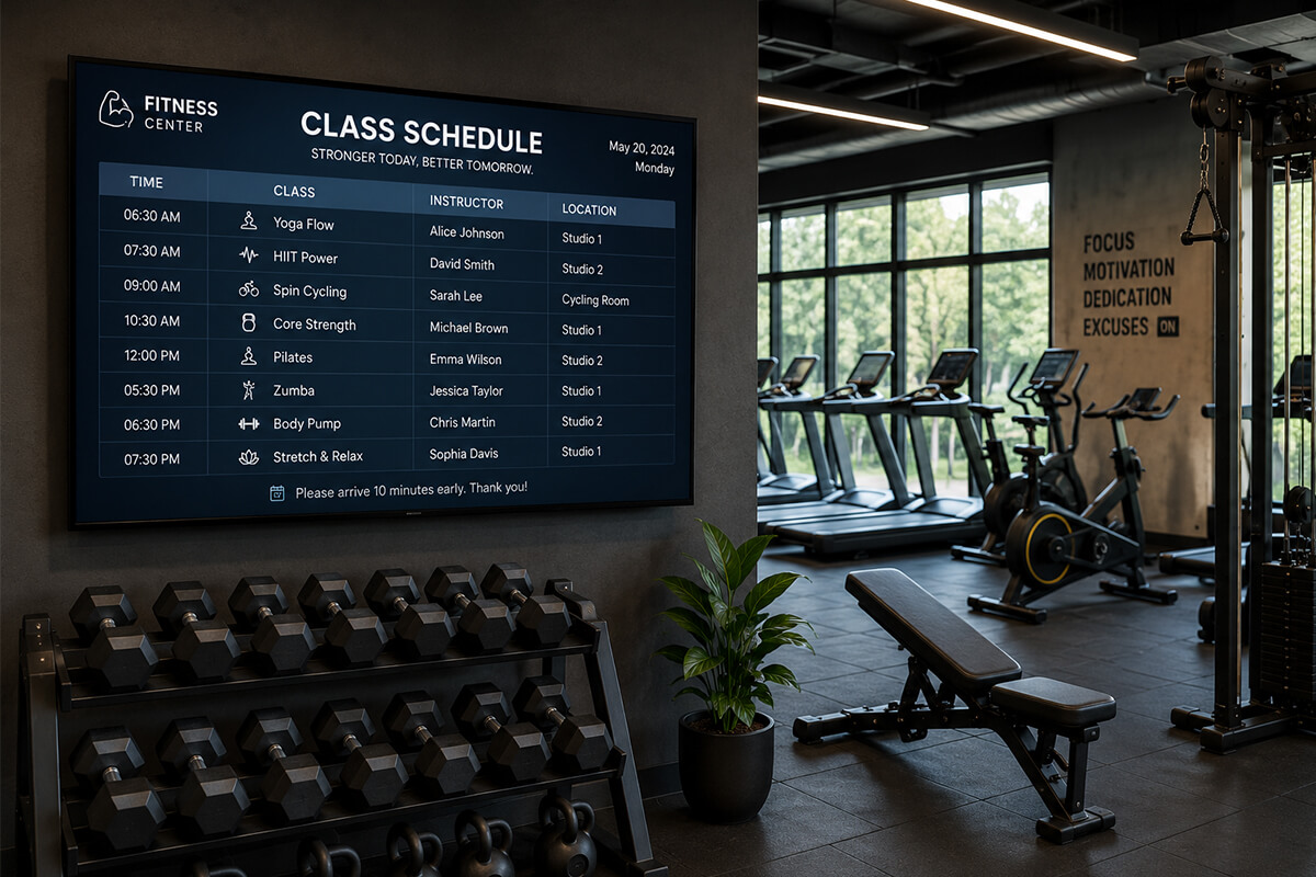 Wall Mount Digital Signage in Gym