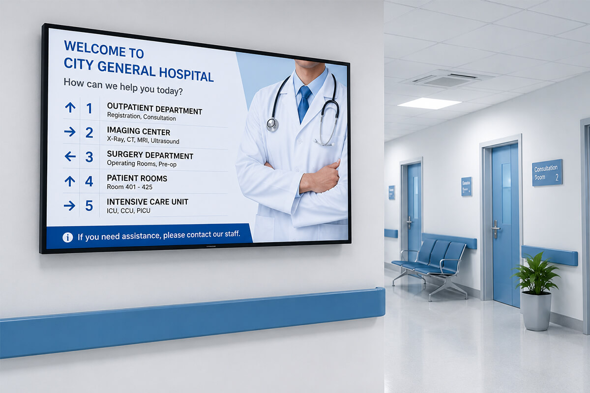 Wall Mount Digital Signage in Hospital