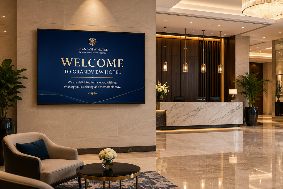 Wall Mount Digital Signage in Hotel