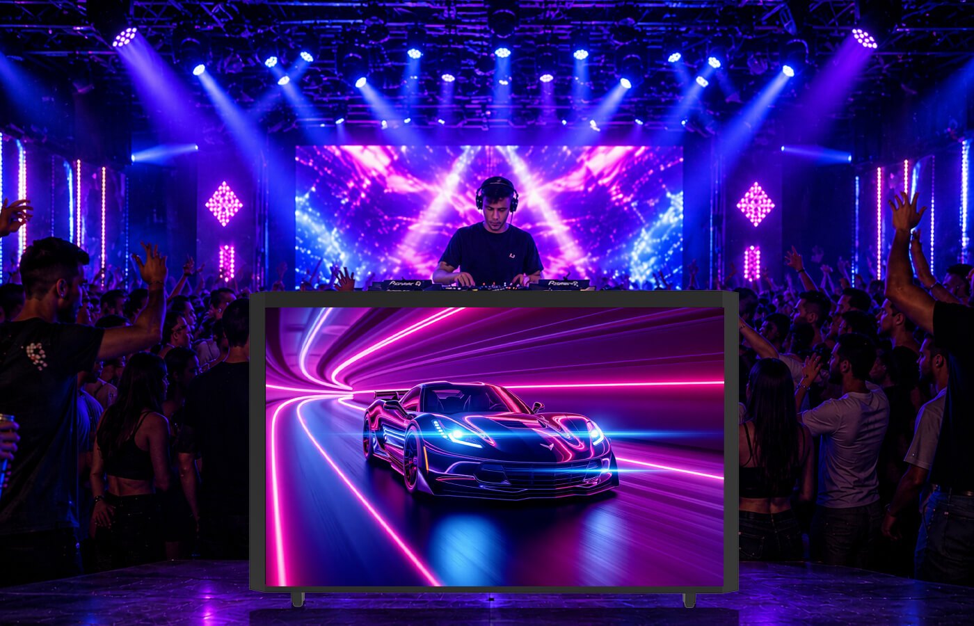 LED DJ Booth at Nightclub