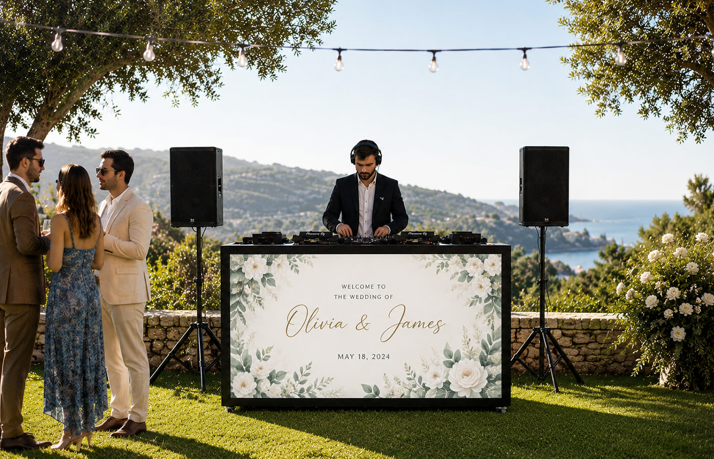 LED DJ Booth at Wedding