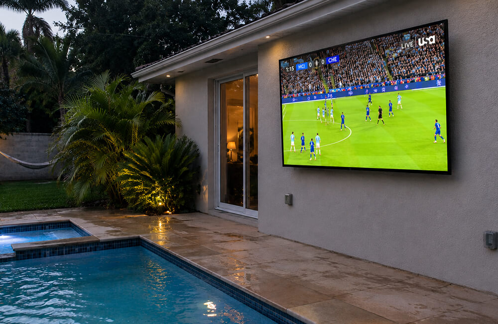 YINGLUX outdoor TV at pool spa waterproof installation