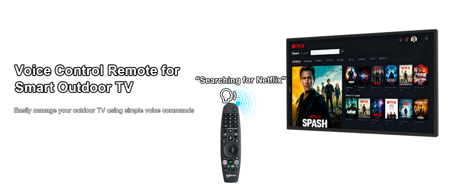 YINGLUX outdoor smart TV with Netflix YouTube streaming and voice control