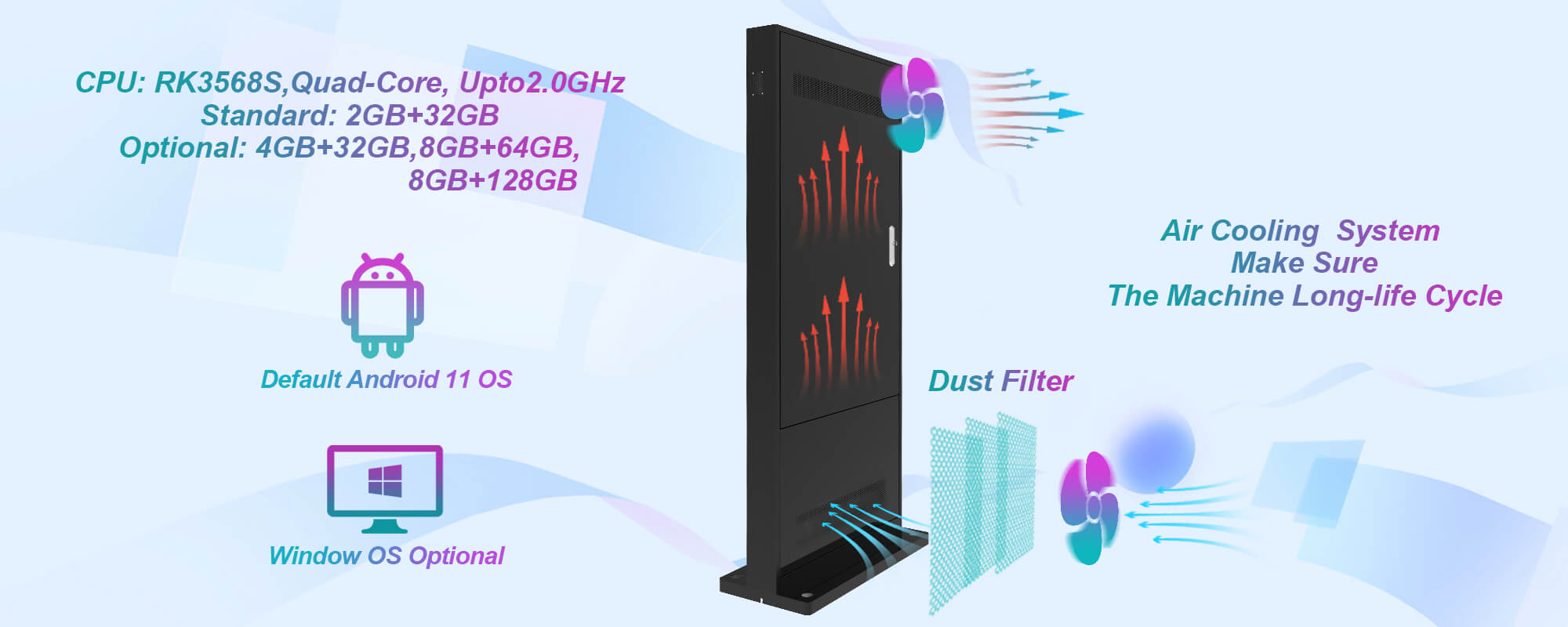 YINGLUX outdoor signage air cooling system for 24/7 operation in high temperature