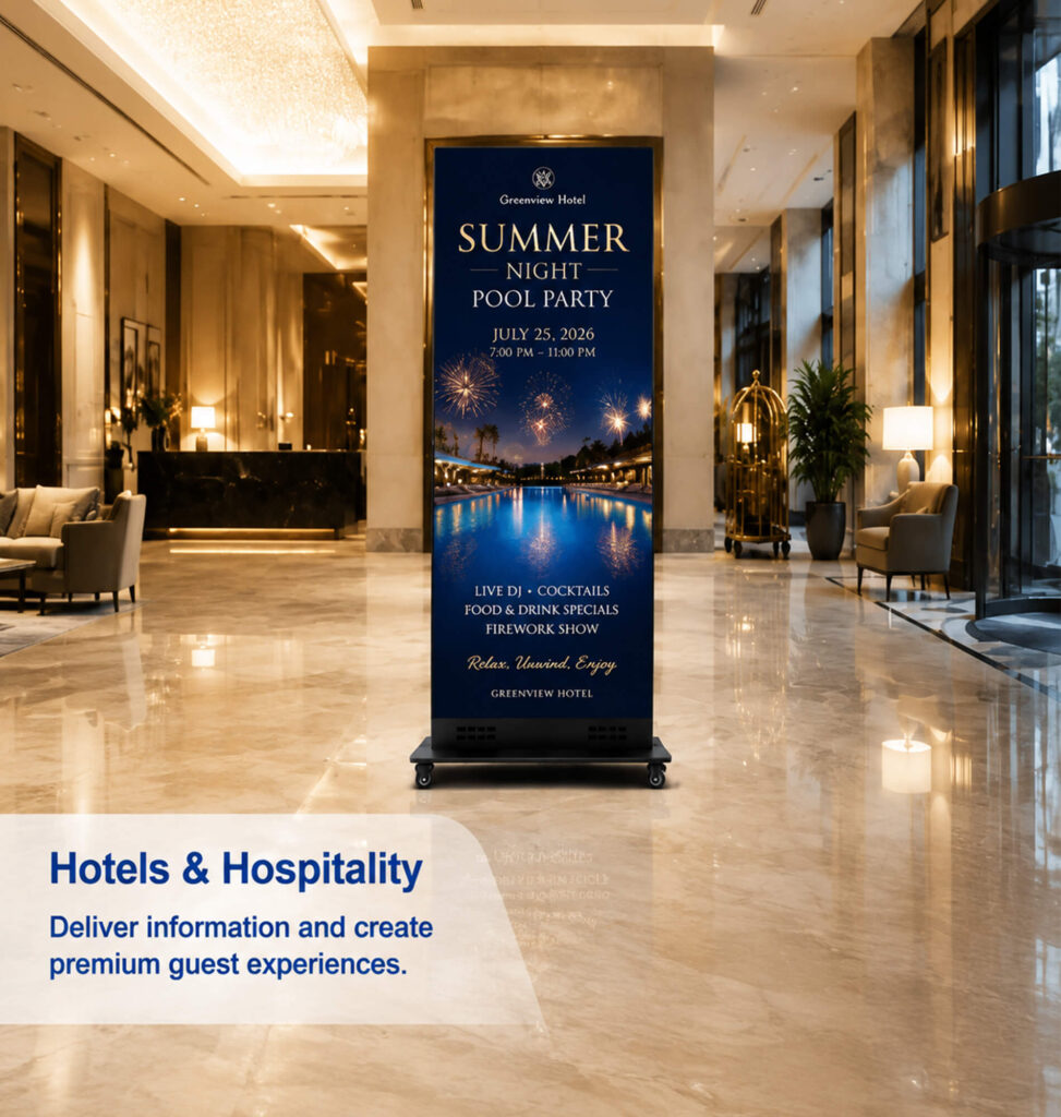 led digital signage display for hotel lobby