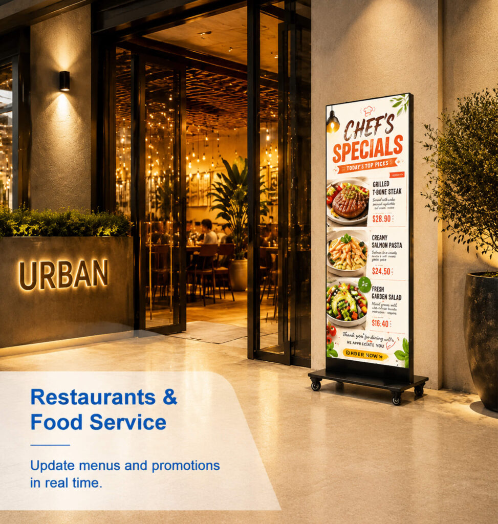 led poster display for restaurant digital menu