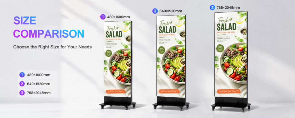 Available size options for LED poster display