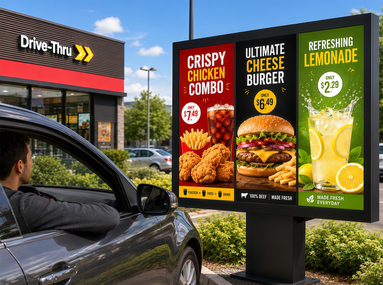 Digital menu board benefits for drive-thru restaurants