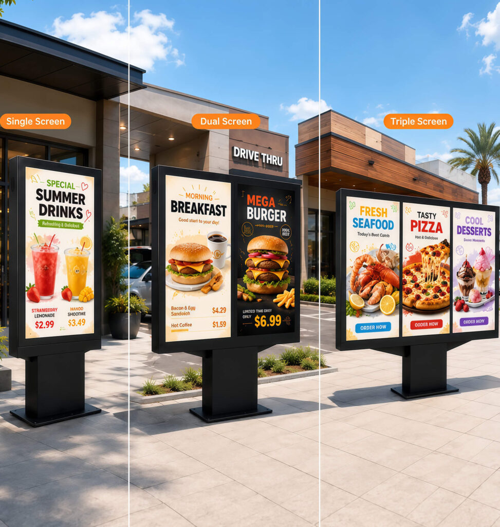 Digital drive-thru menu board solution in use