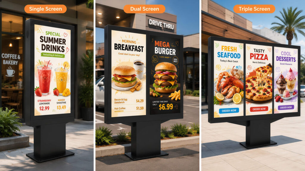 Digital drive-thru menu board solution in use