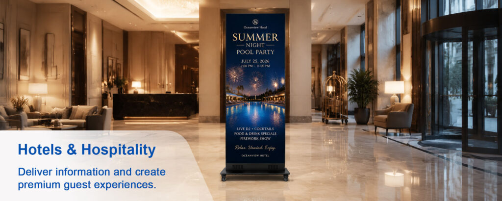 LED digital signage display for hotel lobby