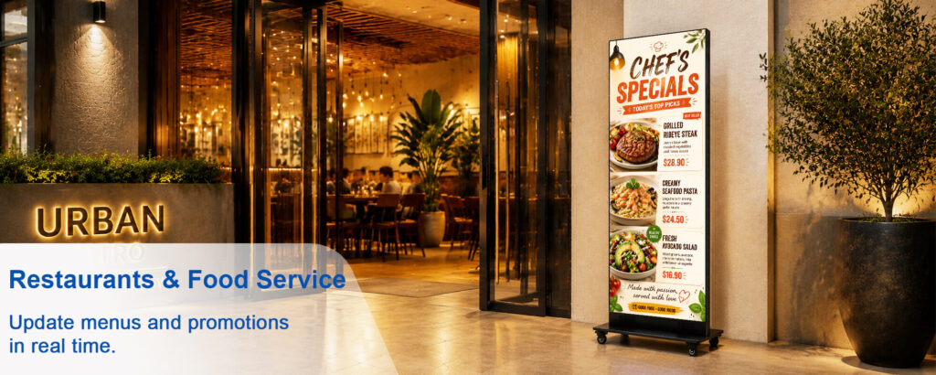 LED poster display for restaurant digital menu