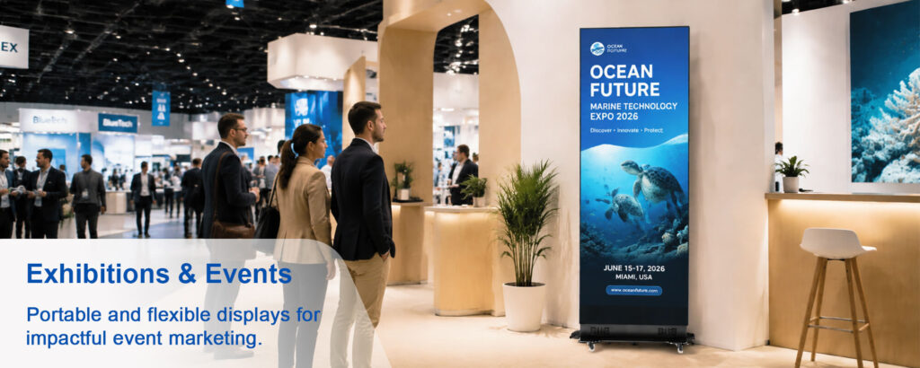 Portable LED poster display for trade shows