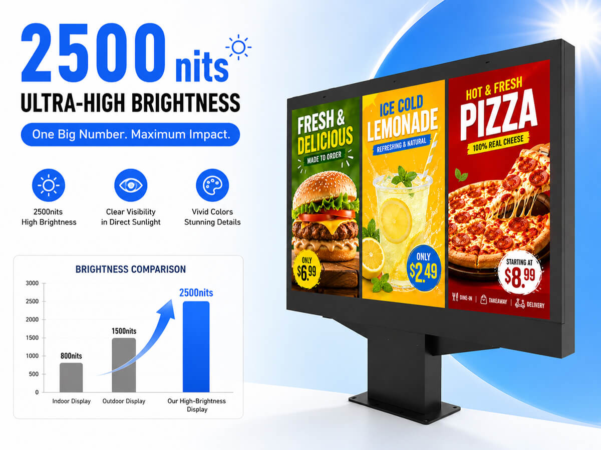 YINGLUX 2500nits High Brightness Outdoor Digital Menu Board