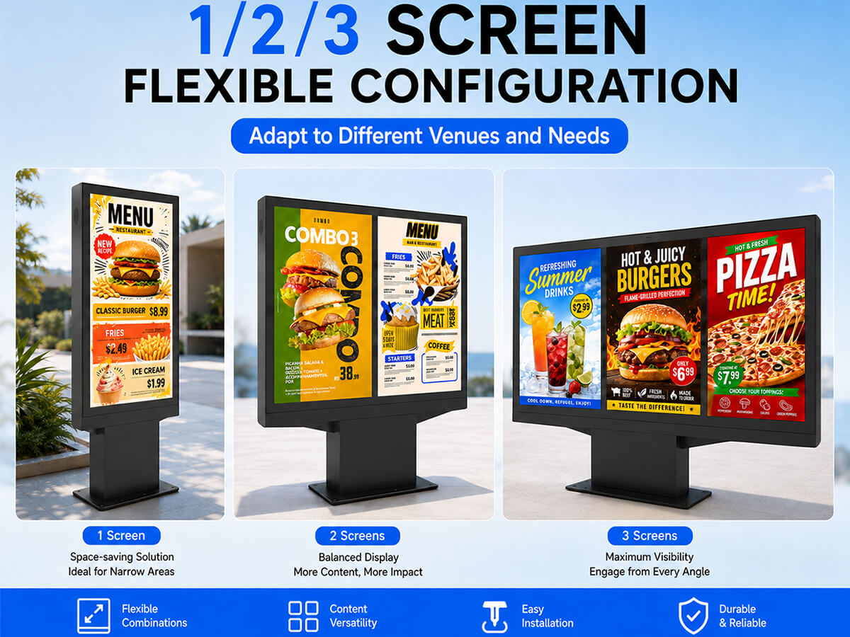 YINGLUX 1/2/3 Screen Flexible Configuration Digital Menu Board