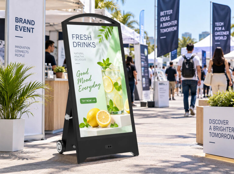 Battery powered digital signage cover image at outdoor event