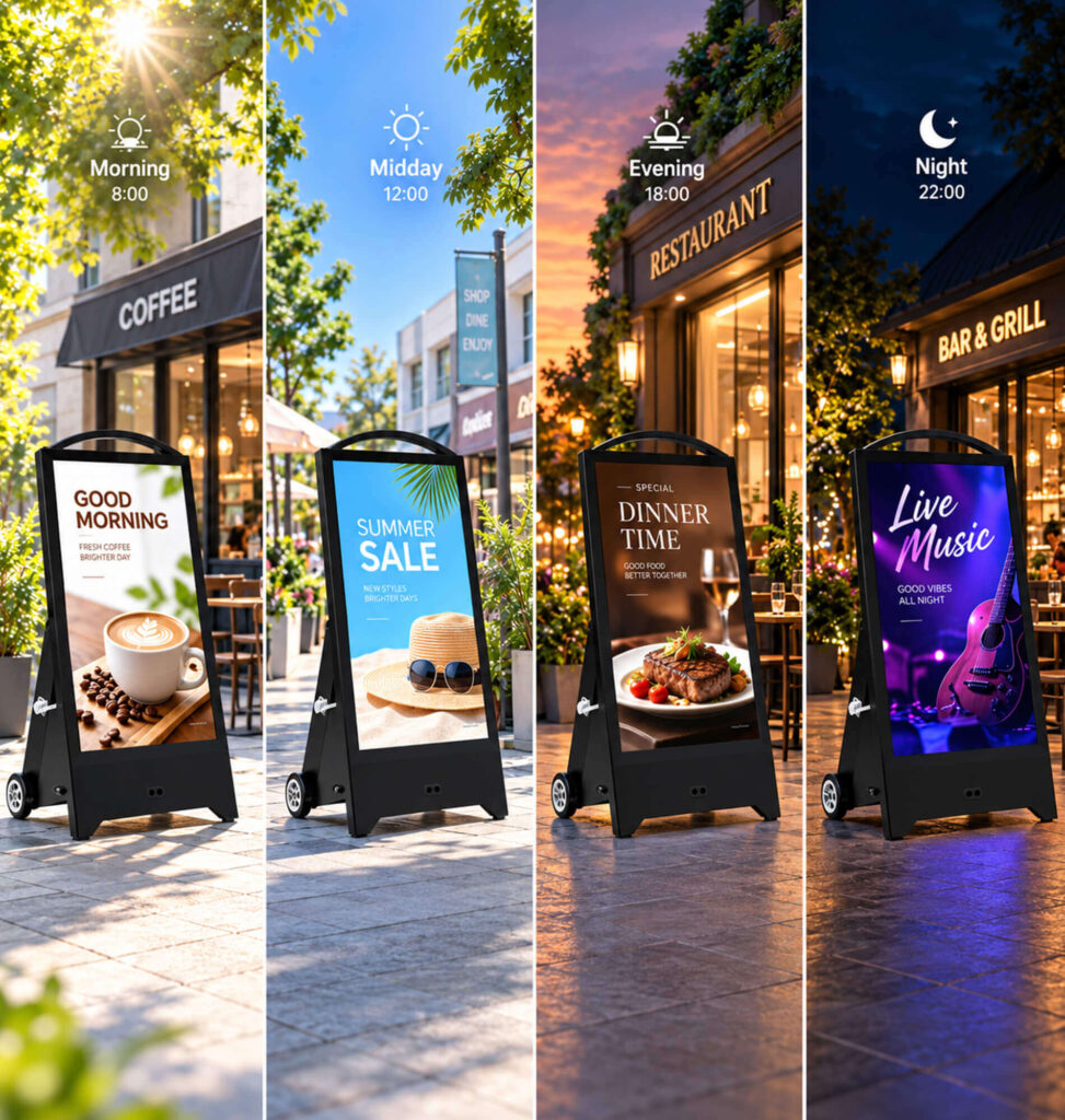 Digital signage battery usage throughout the day