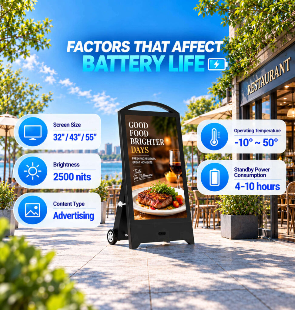 Battery powered digital signage specifications and features