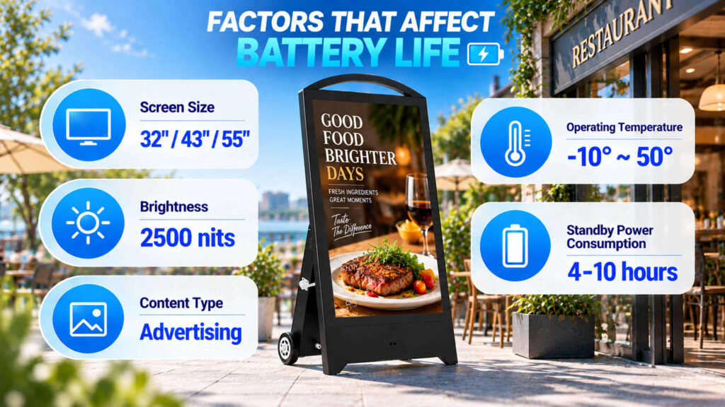 Battery powered digital signage specifications and features