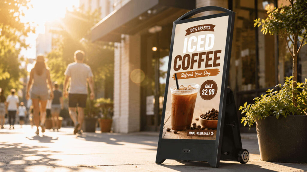 Clear outdoor visibility of portable digital signage in direct sunlight