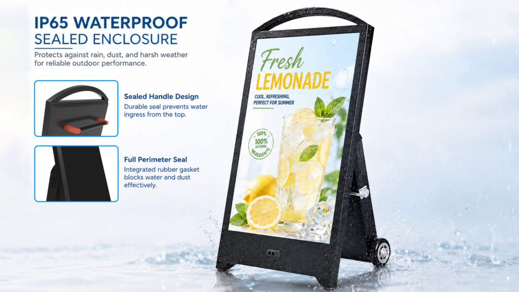 IP65 waterproof sealed enclosure of portable outdoor digital signage