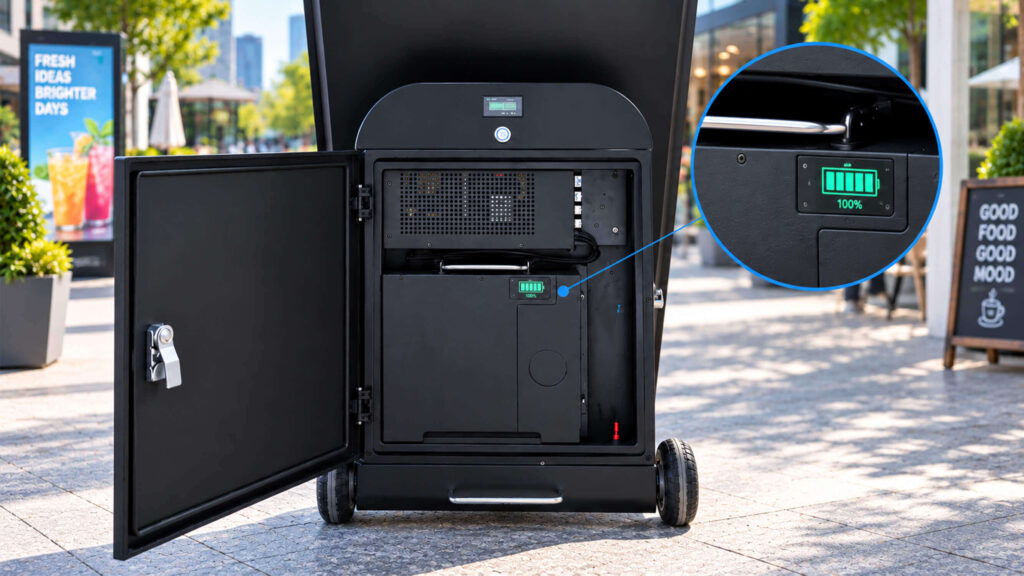 Battery component driving portable digital signage cost