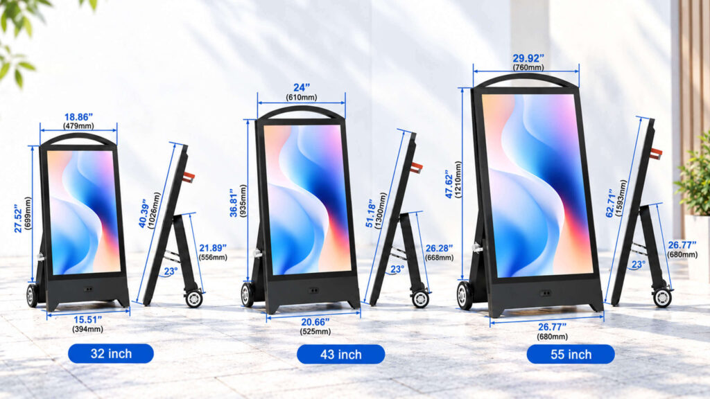 Screen size comparison affecting digital signage pricing
