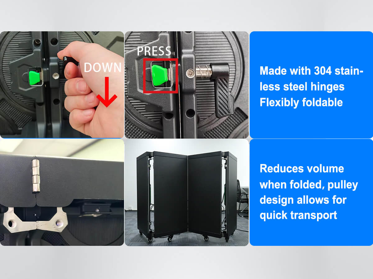 304 stainless steel hinges and press-to-release fold latch