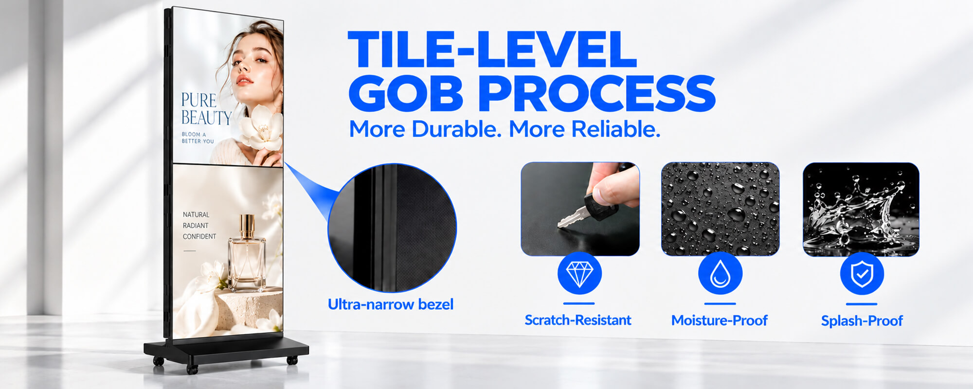 YINGLUX Tri-Fold LED Poster Display Tile-Level GOB Process