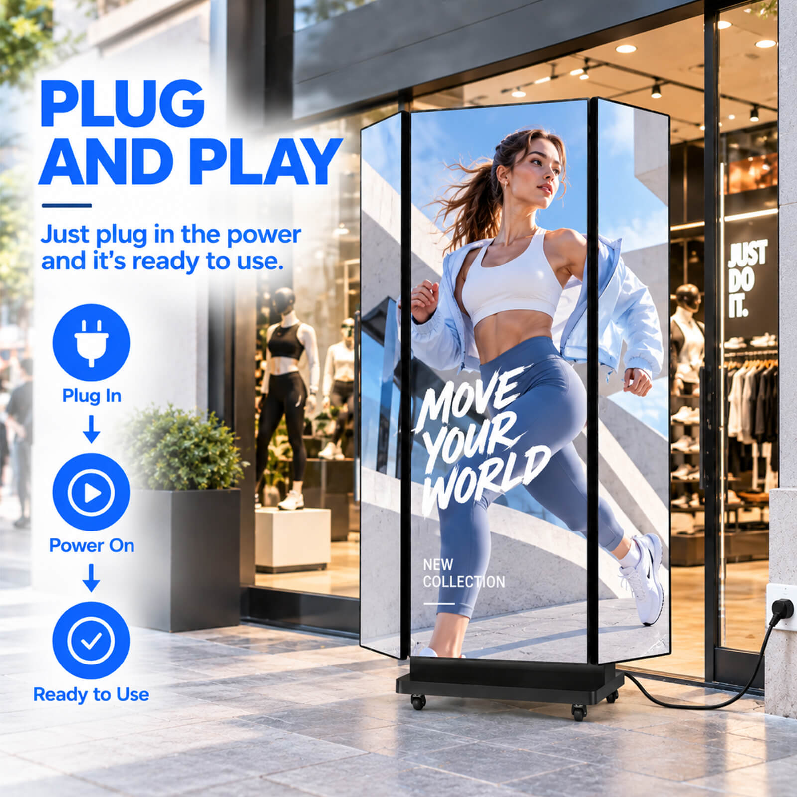 YINGLUX Tri-Fold LED Poster Display Plug and Play
