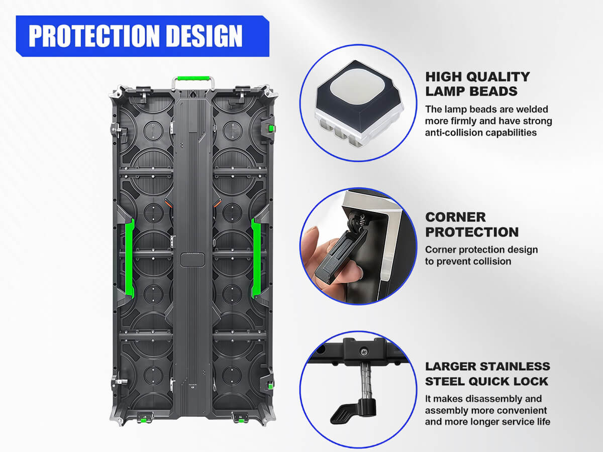 YINGLUX 6-Fold LED DJ Booth protection design: lamp beads, corner protection, stainless steel quick lock