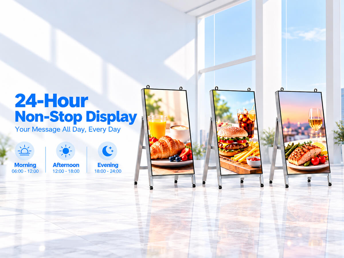 YINGLUX Portable LED Display 24-Hour Non-Stop Scheduled Content