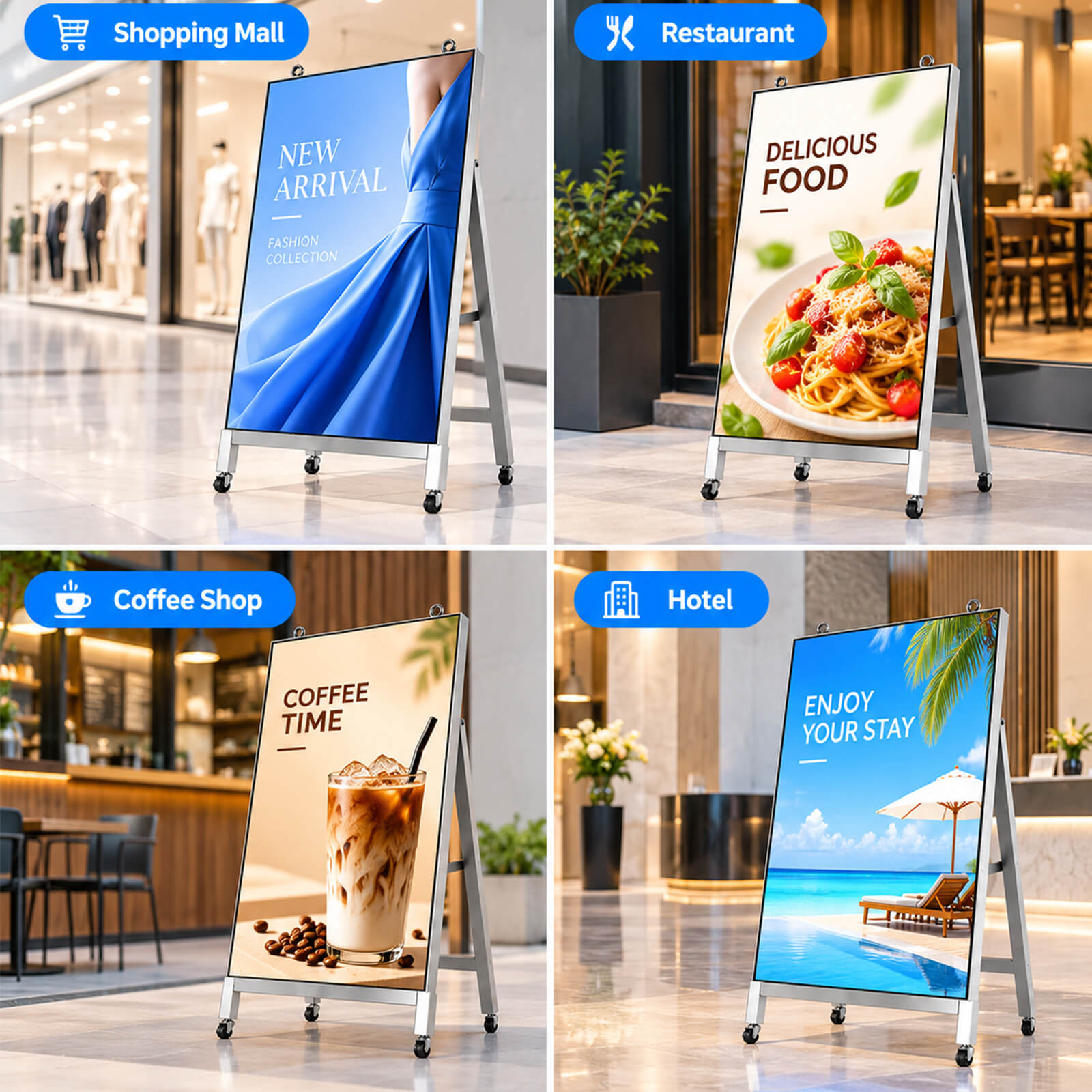 YINGLUX Portable LED Display in Shopping Mall, Restaurant, Coffee Shop and Hotel